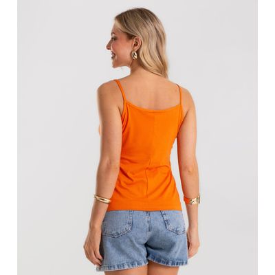 Blusa de Alça Feminina Viscotorcion Básica Rovitex Marrom P / Marrom
