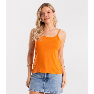 Blusa de Alça Feminina Viscotorcion Básica Rovitex Marrom M / Marrom