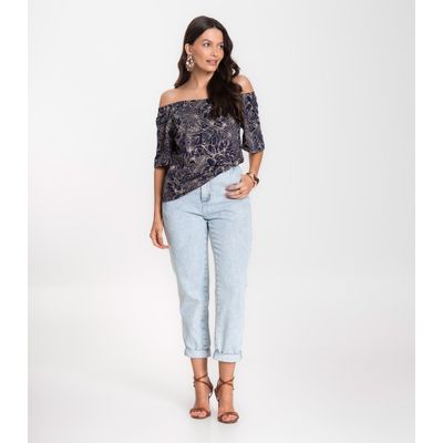 Blusa Feminina Ciganinha Infinita Cor Azul P / Azul