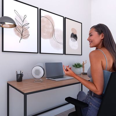 Ventilador de Mesa Portátil USB Praxis Branco com Preto / 110v