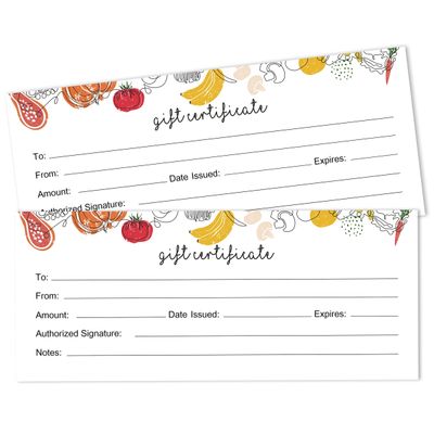 Certificados em Branco (Alimentação) para Negócios, Festas, Restaurante, Spa/Beleza, Casamento — 45 Cupons DIY, 23x9,7cm - Inkdotpot 22,86 Cm × 9,65 Cm / Branco