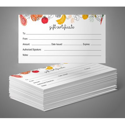 Certificados em Branco (Alimentação) para Negócios, Festas, Restaurante, Spa/Beleza, Casamento — 45 Cupons DIY, 23x9,7cm - Inkdotpot 22,86 Cm × 9,65 Cm / Branco