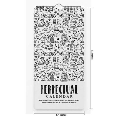 Impressão Rústica Calendário Perpétuo de Parede - Lembrete de Aniversário e Evento, Livro/Caderno/Papelaria/Cartão/Planejador - Inkdotpot 27,94 Cm × 13,72 Cm / Preto