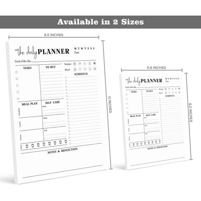 Bloco Destacável Planejador Diário/Lista de Tarefas - 50 Folhas sem Data - Planejador de Trabalho e Refeições com Capa - Inkdotpot 21,59 Cm × 27,94 Cm / Branco
