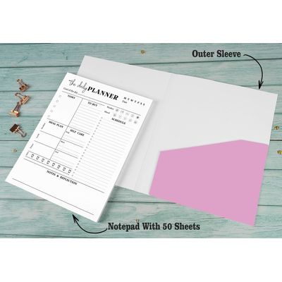 Bloco Destacável Planejador Diário/Lista de Tarefas - 50 Folhas sem Data - Planejador de Trabalho e Refeições com Capa - Inkdotpot 21,59 Cm × 27,94 Cm / Branco