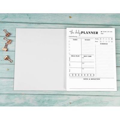 Bloco Destacável Planejador Diário/Lista de Tarefas - 50 Folhas sem Data - Planejador de Trabalho e Refeições com Capa - Inkdotpot 21,59 Cm × 27,94 Cm / Branco