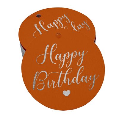 Etiqueta para Garrafa Feliz Aniversário Metalizada para Lembrancinhas - Inkdotpot 100 Etiquetas Metalizadas / Laranja - Prata