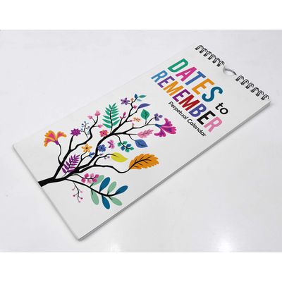 Calendário Perpétuo Árvore Floral de Parede para Aniversário, Lembrete de Eventos, Caderno/Agenda/Cartão/Organizador - Inkdotpot 27,94 Cm × 13,72 Cm / Multicolorido