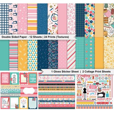 Feito À Mão com Amor, Kit Papel Cardstock Dupla Face 30,5 x 30,5 cm para Scrapbook/Cartões 16 Páginas c/ Adesivo - Multicolorido - Inkdotpot 30,48 Cm × 30,48 Cm / Multicolorido