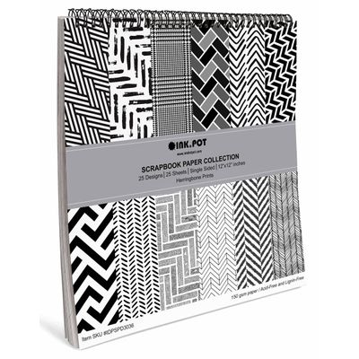 Bloco 25 Folhas Scrapbook Espinha de Peixe Lado Único Papel Cartão Colorido para Scrapbooking DIY, Fundos Decorativos e Cartões - Inkdotpot 15,24 Cm × 15,24 Cm / Multicolorido