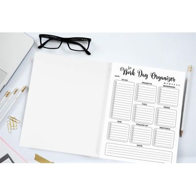 Planejador Diário e Organizador Pessoal para Casa e Escritório, 50 Páginas Sem Data para Tarefas, Bloco Destacável de Afazeres - Inkdotpot 14,73 Cm × 20,83 Cm / Branco