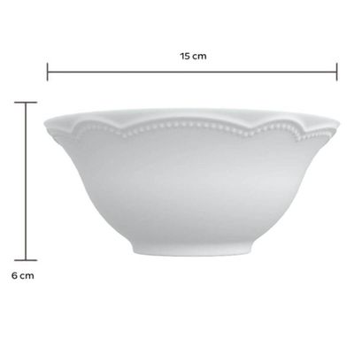 Kit Café da Manhã Prato de Sobremesa e Bowl 510ml Porcelana Branco Germer Cottage