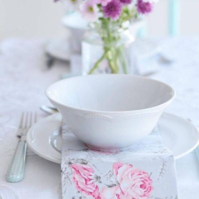 Kit Café da Manhã Prato de Sobremesa e Bowl 510ml Porcelana Branco Germer Cottage