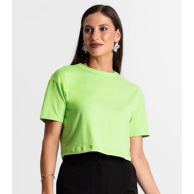 Blusa Cropped Manga Curta Rovitex Verde P / Verde