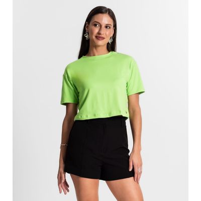 Blusa Cropped Manga Curta Rovitex Verde G / Verde