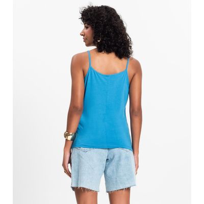 Blusa de Alça Feminina Viscotorcion Básica Rovitex Azul M / Azul
