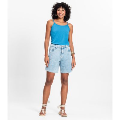 Blusa de Alça Feminina Viscotorcion Básica Rovitex Azul M / Azul