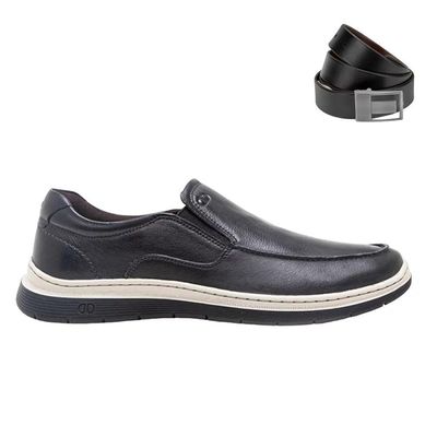 Kit Sapatênis Democrata Easy Leave Masculino + Cinto 42 / Preto