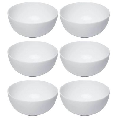 Jogo 6 Bowls em Vidro Opalino Branco 13x6cm Tigela Cumbuca Essenza Profissional Servir Sopas Caldos