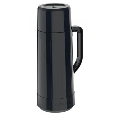 Garrafa Térmica Preta 1L Alça Ampola Vidro Topázio Soprano para Café Chá Água
