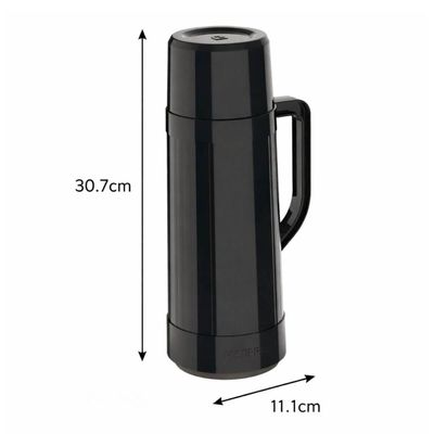 Garrafa Térmica Preta 1L Alça Ampola Vidro Topázio Soprano para Café Chá Água