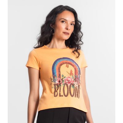 Blusa Baby Look Feminina Estampada Select Laranja P / Laranja