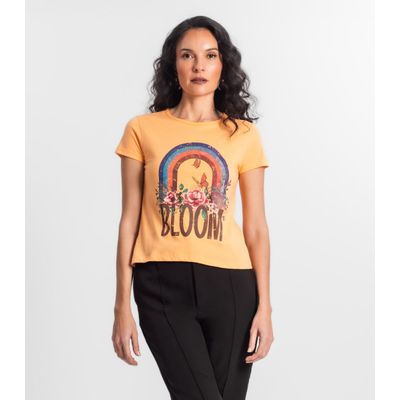 Blusa Baby Look Feminina Estampada Select Laranja GG / Laranja