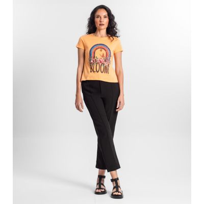 Blusa Baby Look Feminina Estampada Select Laranja GG / Laranja