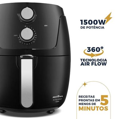 Fritadeira Air Fryer Britânia BFR37 4,2L 1500W Revestimento Dura Mais - Preto n/a