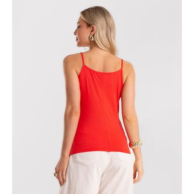 Blusa de Alça Feminina Viscotorcion Básica Rovitex Vermelho P / Vermelho