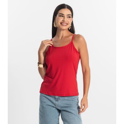 Blusa de Alça Feminina Viscotorcion Básica Rovitex Vermelho G / Vermelho