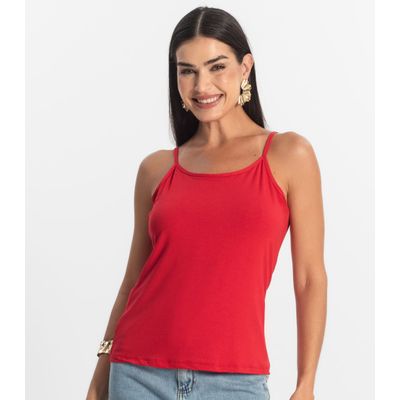 Blusa de Alça Feminina Viscotorcion Básica Rovitex Vermelho M / Vermelho