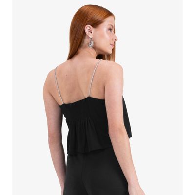 Blusa de Alça Juvenil em Viscose Maquinetada Minty Preto 16 / Preto