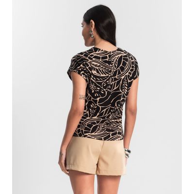 Blusa Feminina Estampada Rovitex Preto M / Preto