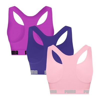 Kit 3 Tops Puma Nadador Sem Costura Feminino P / Rosa/Roxo
