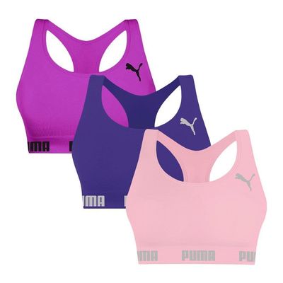 Kit 3 Tops Puma Nadador Sem Costura Feminino P / Rosa/Roxo