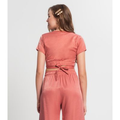 Blusa Cropped Juvenil Em Viscopoly Minty Laranja 18 / Laranja