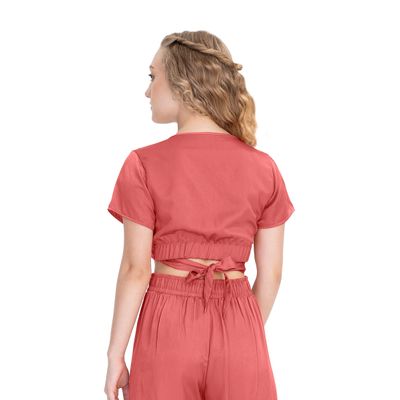 Blusa Cropped Juvenil Em Viscopoly Minty Laranja 18 / Laranja