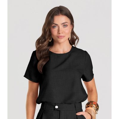 Blusa Feminina de Tecido Dianna Preto M / Preto
