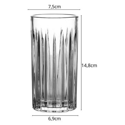 Jogo 6 Copos Altos Soho Cristal 390ml 15cm Água Suco Servir Mesa Posta Elegante