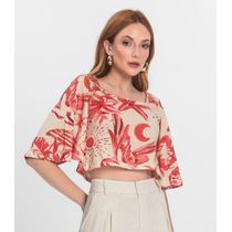Blusa Cropped Manga Ampla em Meia Malha Endless Laranja