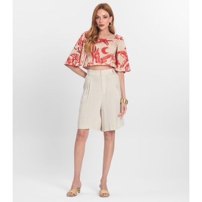 Blusa Cropped Manga Ampla em Meia Malha Endless Laranja G / Laranja