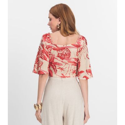 Blusa Cropped Manga Ampla em Meia Malha Endless Laranja G / Laranja