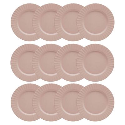 Conjunto 12 Pratos Rasos Redondos 27cm Bege Melamina Gerbera Lyor Refeições Restaurante Buffet