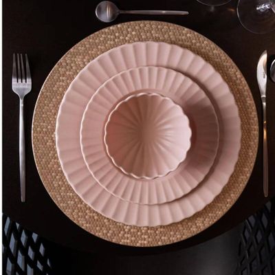 Conjunto 12 Pratos Rasos Redondos 27cm Bege Melamina Gerbera Lyor Refeições Restaurante Buffet