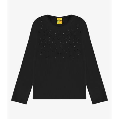 Blusa de Manga Longa em Ribana 2x1 Rovi Kids Preto 3 / Preto