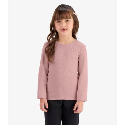 Blusa de Manga Longa em Ribana 2x1 Rovi Kids Rosa 1 / Rosa