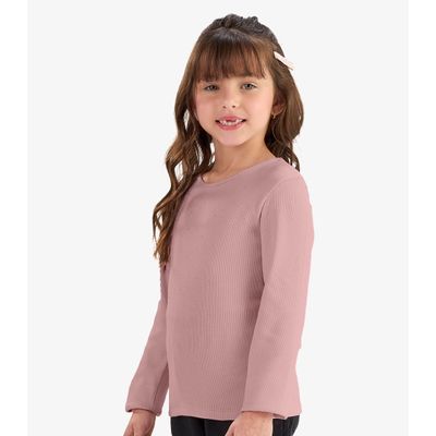 Blusa de Manga Longa em Ribana 2x1 Rovi Kids Rosa 1 / Rosa