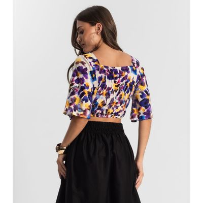 Blusa Cropped Feminina Estampada Endless Roxo G / Roxo