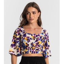 Blusa Cropped Feminina Estampada Endless Roxo